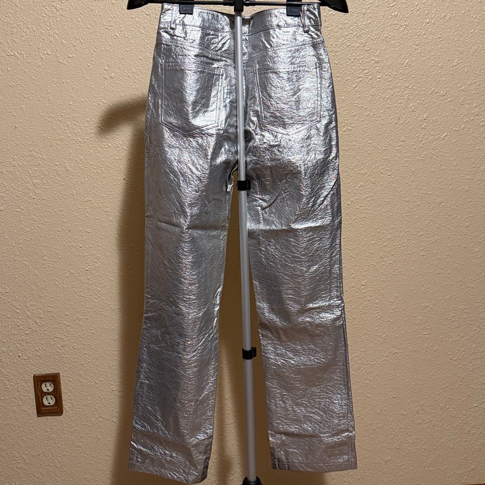 Shiny Silver Pants by Idem Ditto women’s size medium straight legs soft interior - Picture 7 of 11